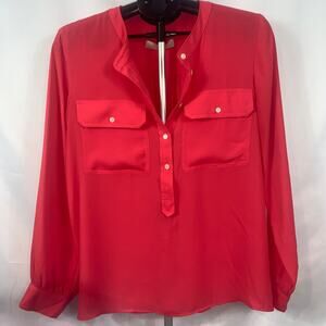 Loft Women's Coral Blouse Medium 3/4 Button